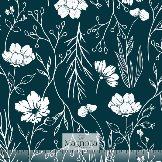 Subtle Petals Blue Spruce | Reign Rib Knit