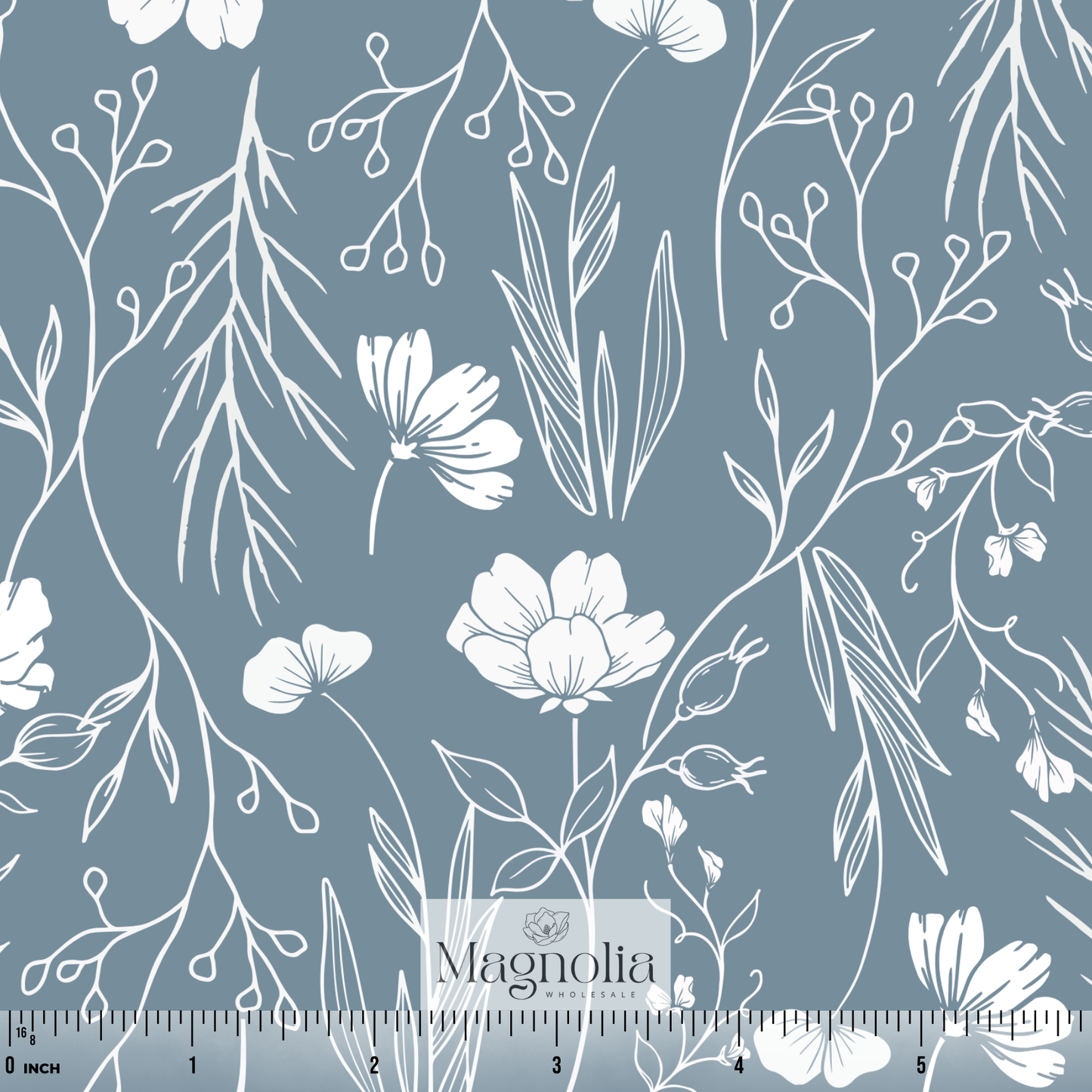 Subtle Petals Dusty Blue | Swiss Dot Knit