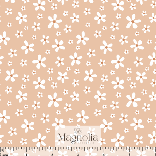 Sweet Daisies Powder Pink | Swiss Dot Knit