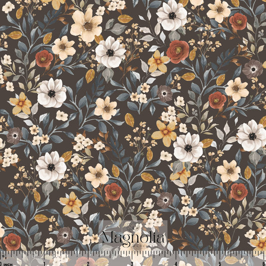 Midnight Blooms Black | Poly Crepe