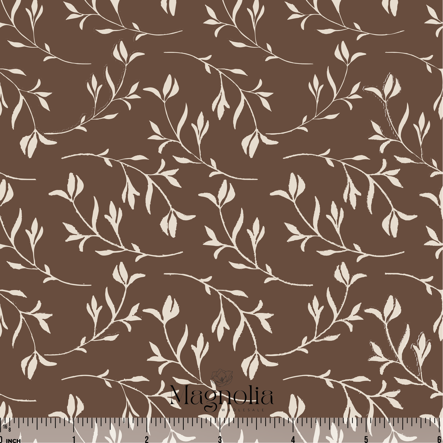 Ivory Vines Chocolate | Cotton Linen