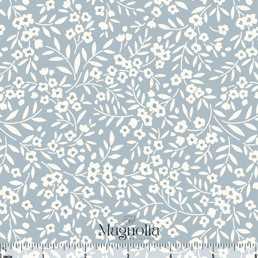 Lacey Sprigs Light Blue | Cotton Linen