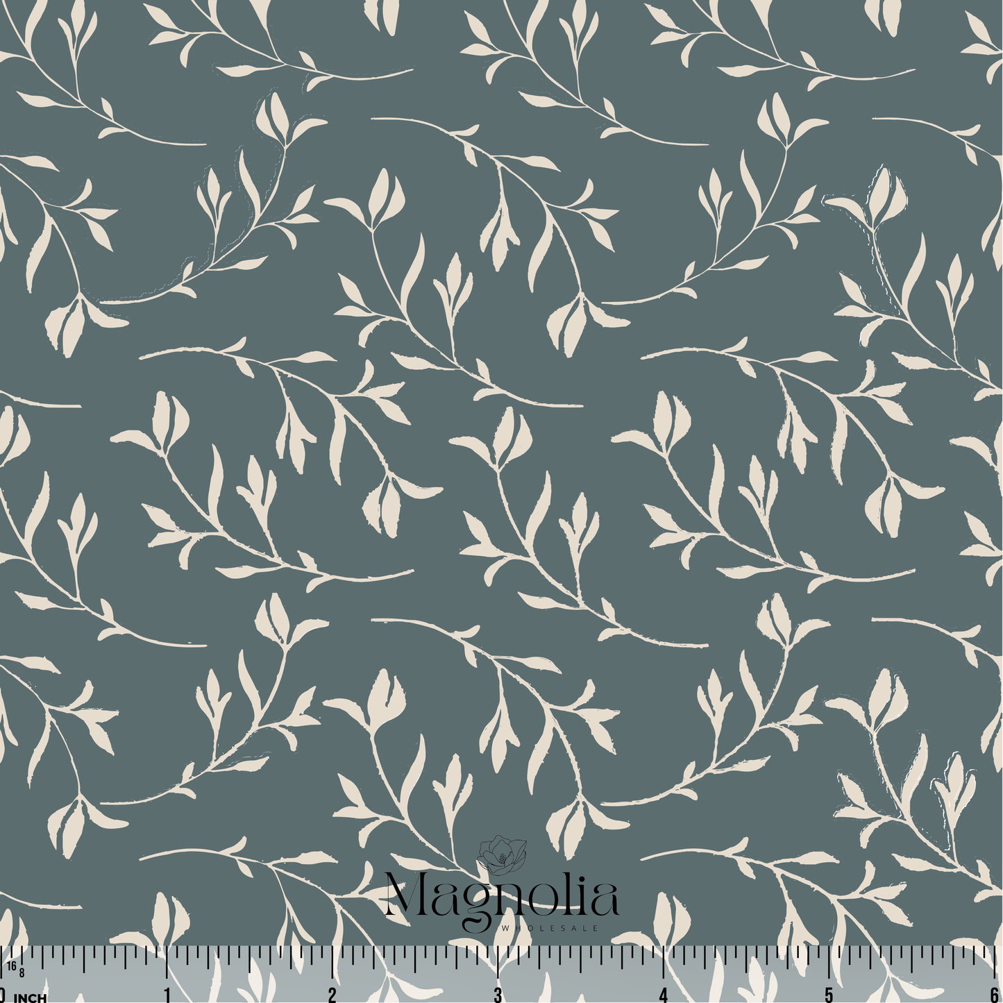 Ivory Vines Slate Blue | Swiss Dot Knit