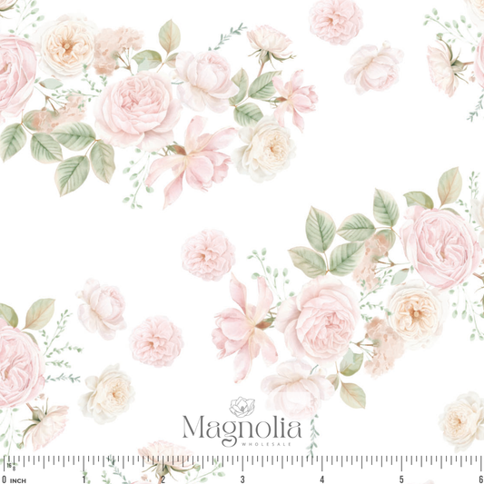 Blushing Garden White | Poly Crepe